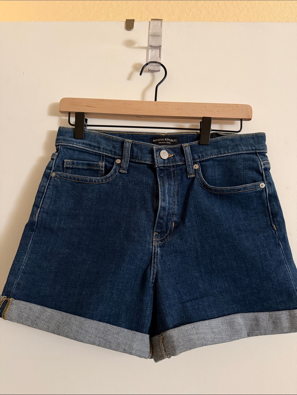 Banana Republic Dark Blue Denim Roll-Cuff Shorts
